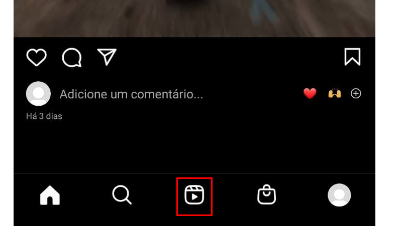 Clique no ícone do Reels