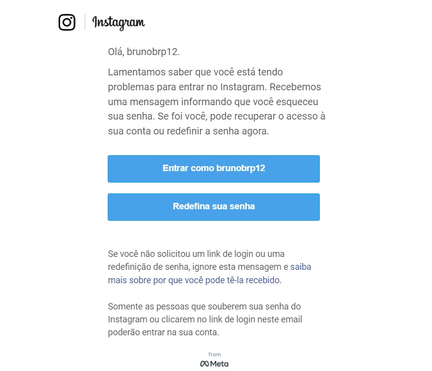 Confirme o recebimento da recuperação da sua conta do Instagram Confirme o recebimento da recuperação da sua conta do Instagram