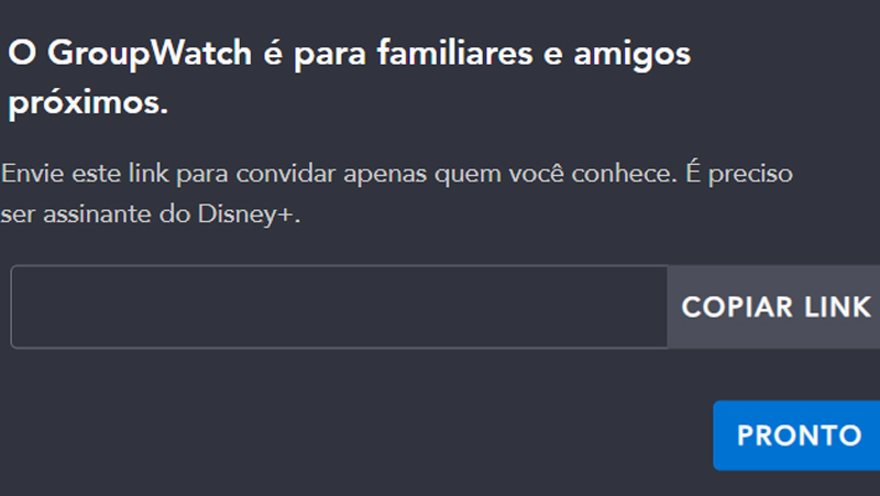 Copie o link que será exibido