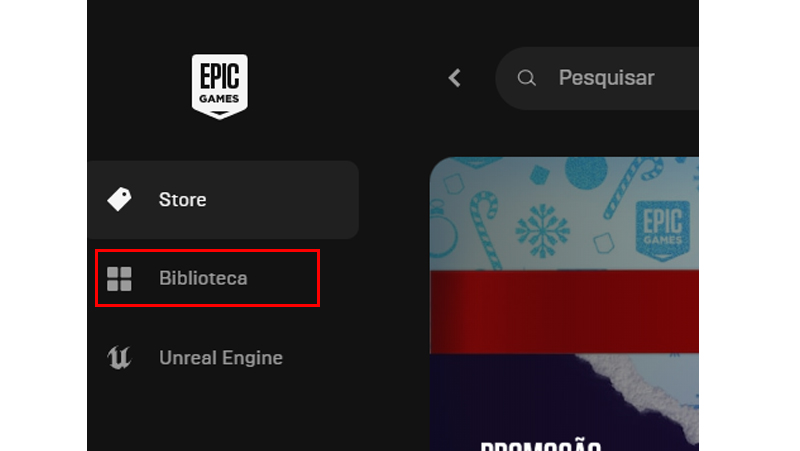 Dentro do programa, vá na Biblioteca para baixar jogos grátis