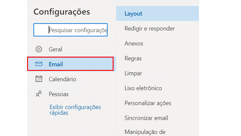 Depois clique no botão Email