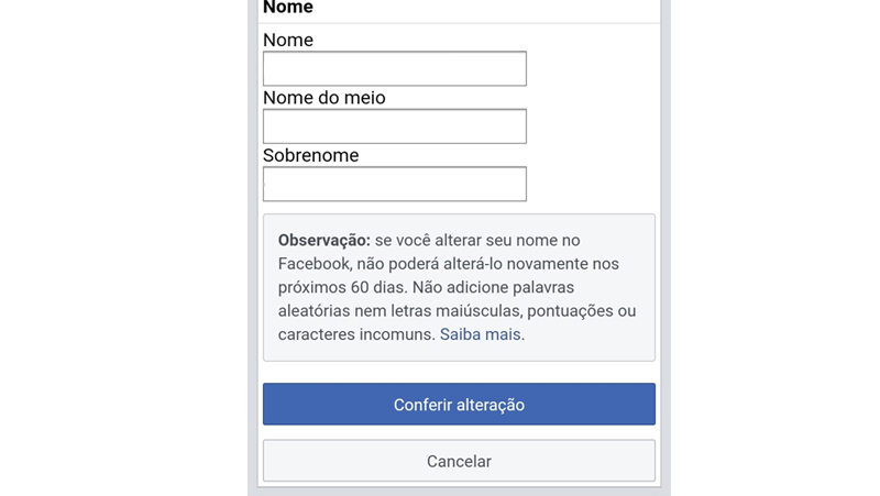 Digite o nome para finalizar