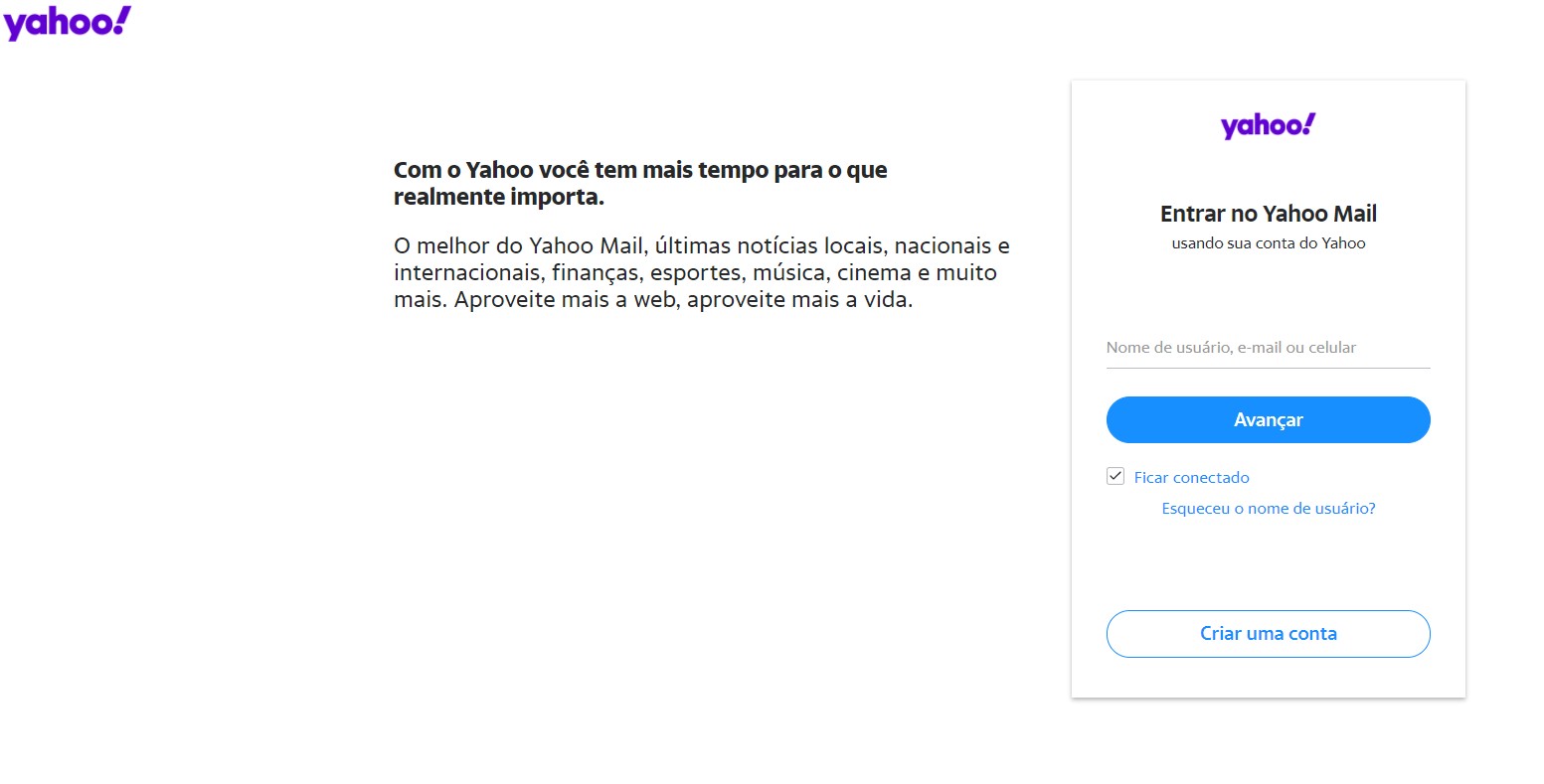 Entre com seu nome de usuário e senha do Yahoo Mail Entre com seu nome de usuário e senha do Yahoo Mail