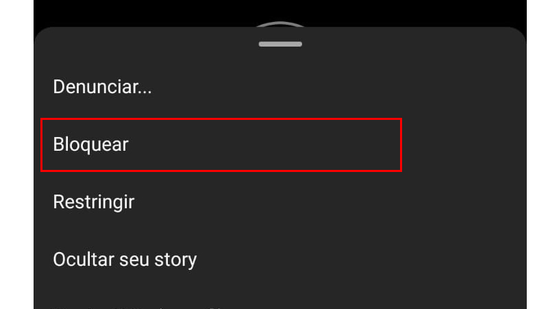 Escolha a opção bloquear