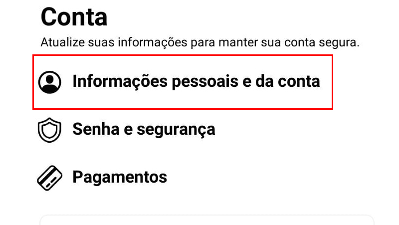 Logo em seguida vá em Informações pessoais
