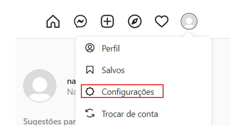 No menu vá em Configurações