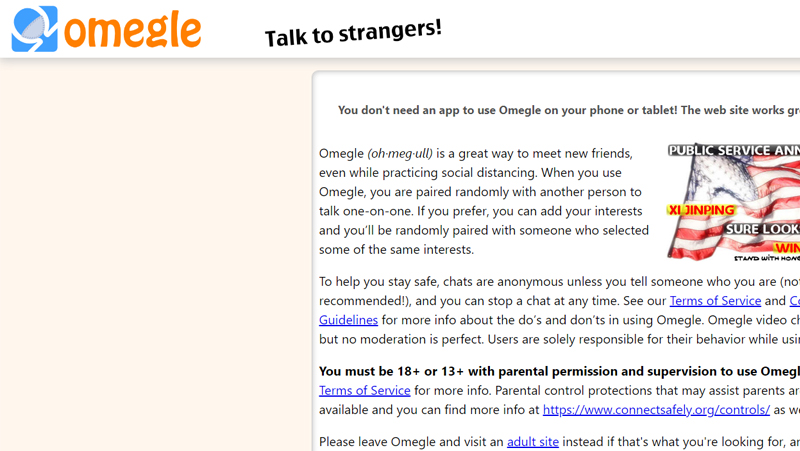 O Omegle pode ser seguro dependendo de onde você entra