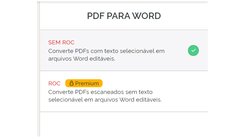 O site possui dois métodos diferentes