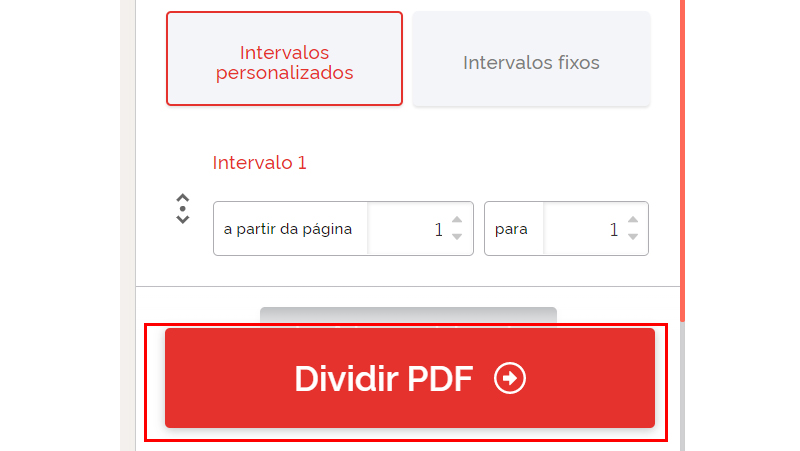 Por fim clique em Dividir PDF