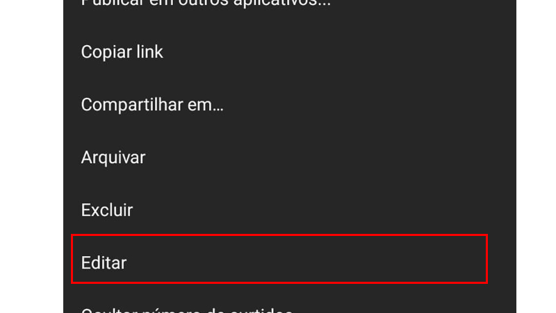 Vá em Editar