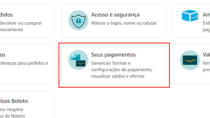 Vá em Seus pagamentos para cadastrar os dados
