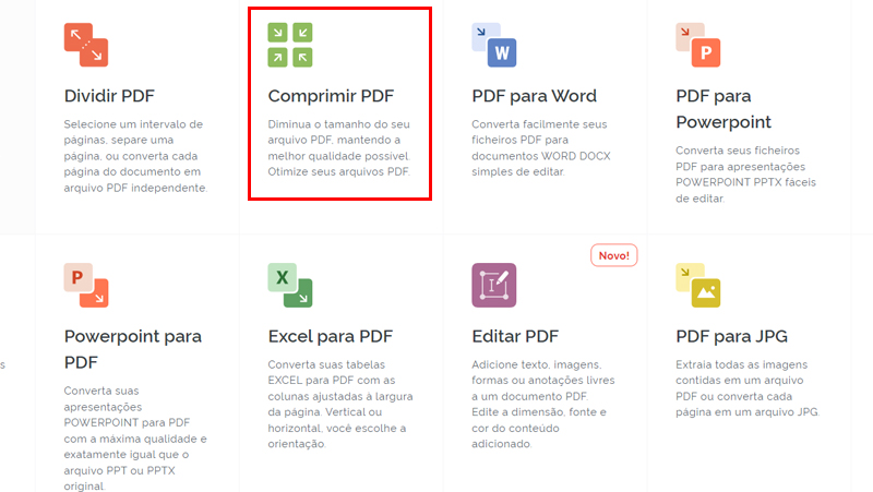 Vá em comprimir PDF