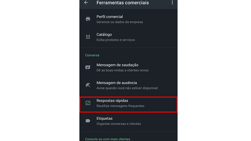 Vá em respostas rápidas