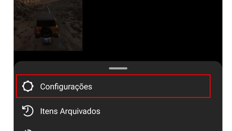 Vá nas configurações do aplicativo