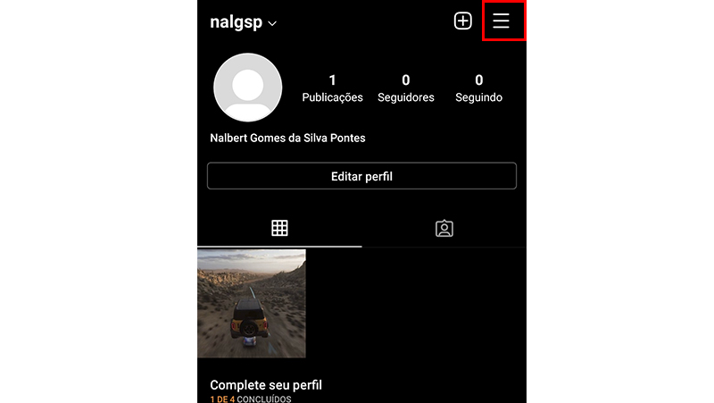 Vá nas três barras no canto superior direito