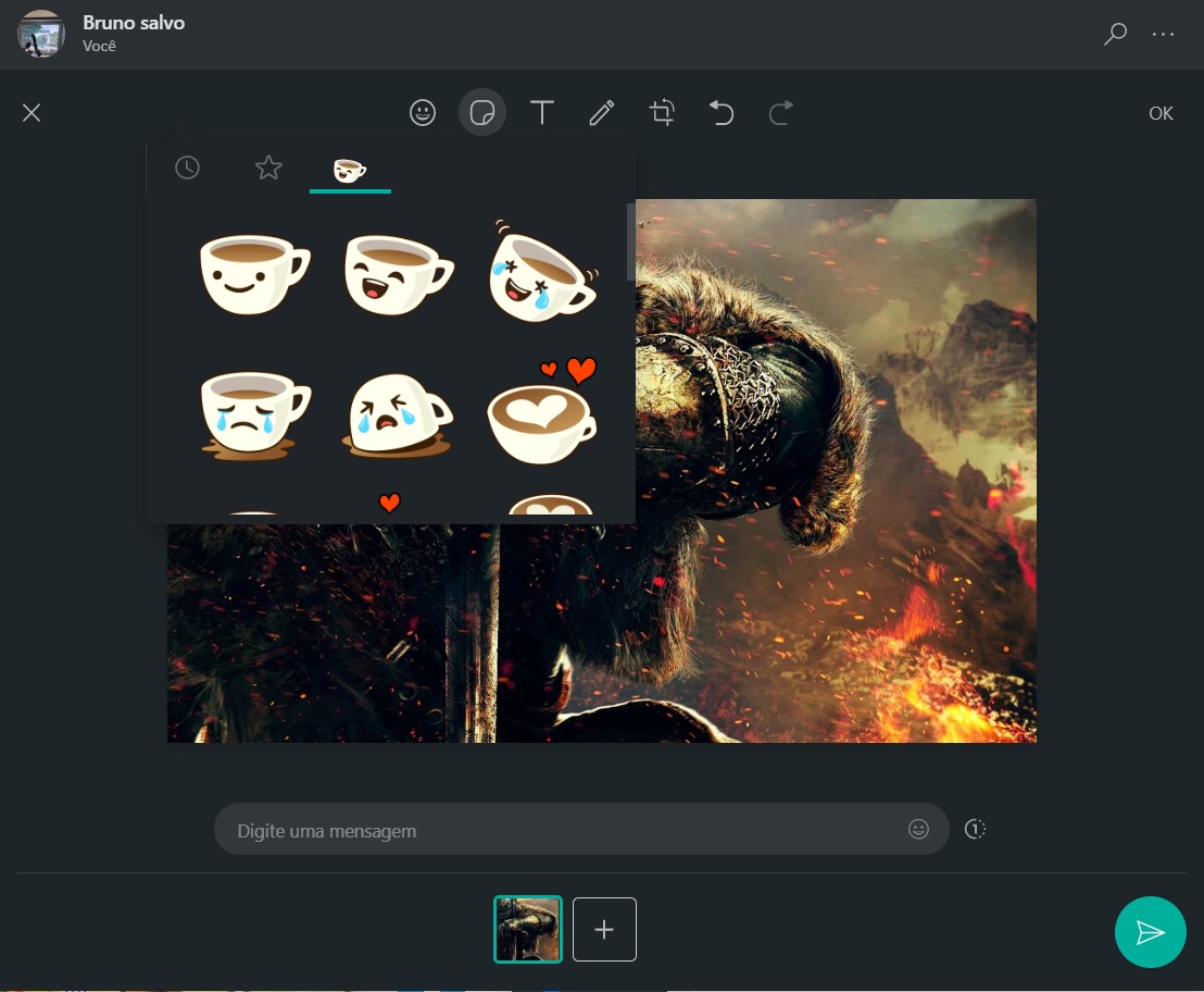 Adicione figurinhas para editar fotos no WhatsApp Web