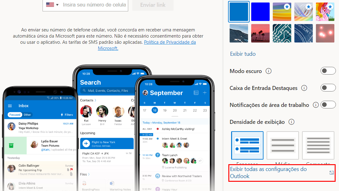 Clique em Exibir todas as configurações do Outlook