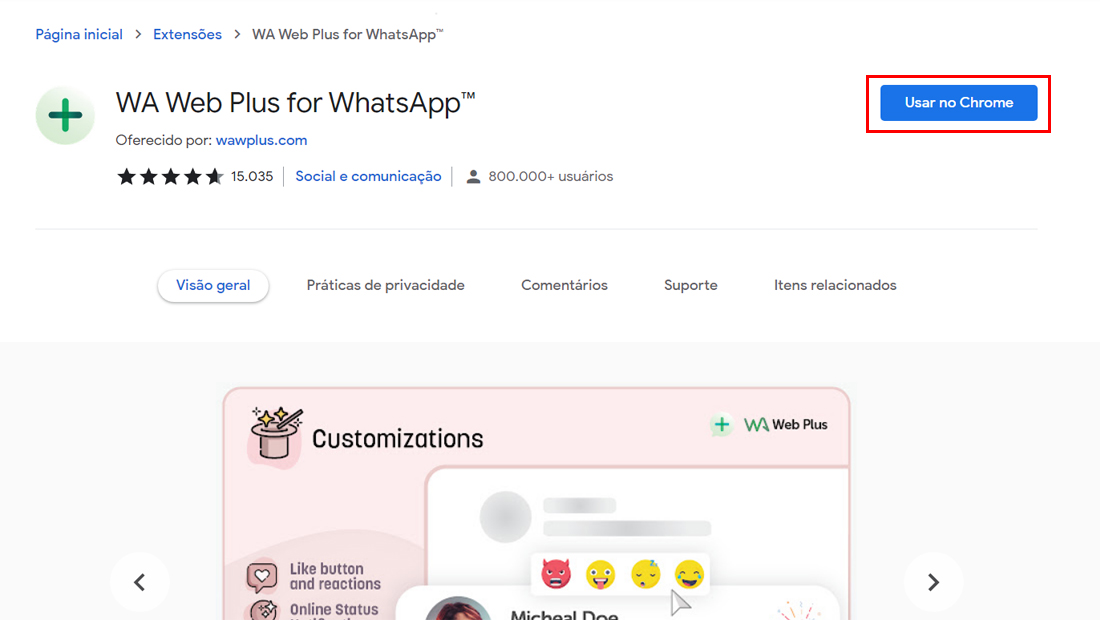 Clique em Usar no Chrome para inserir