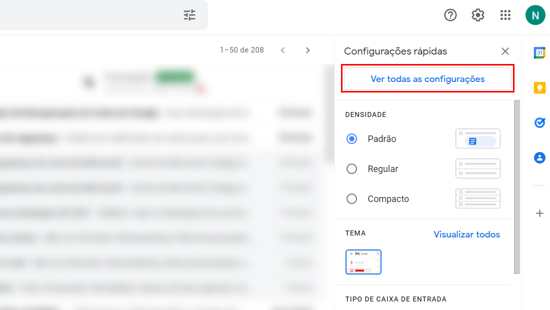 Clique em Ver todas as configurações