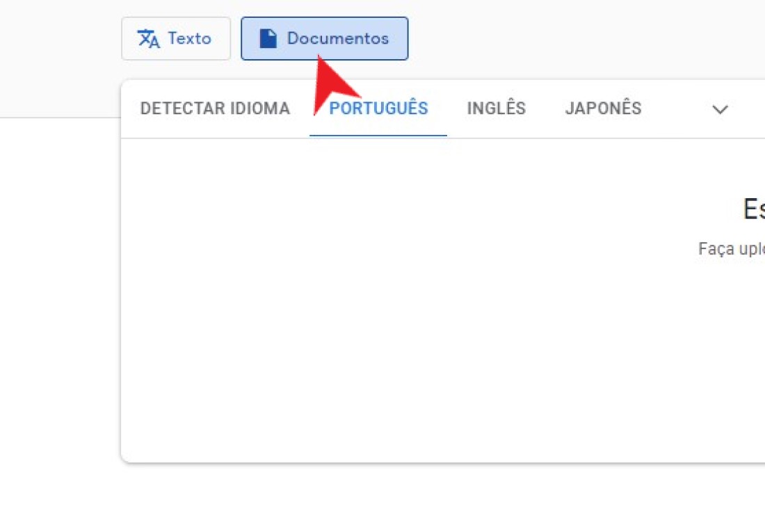 Clique sobre a seção de Documentos - Como funciona o Google tradutor