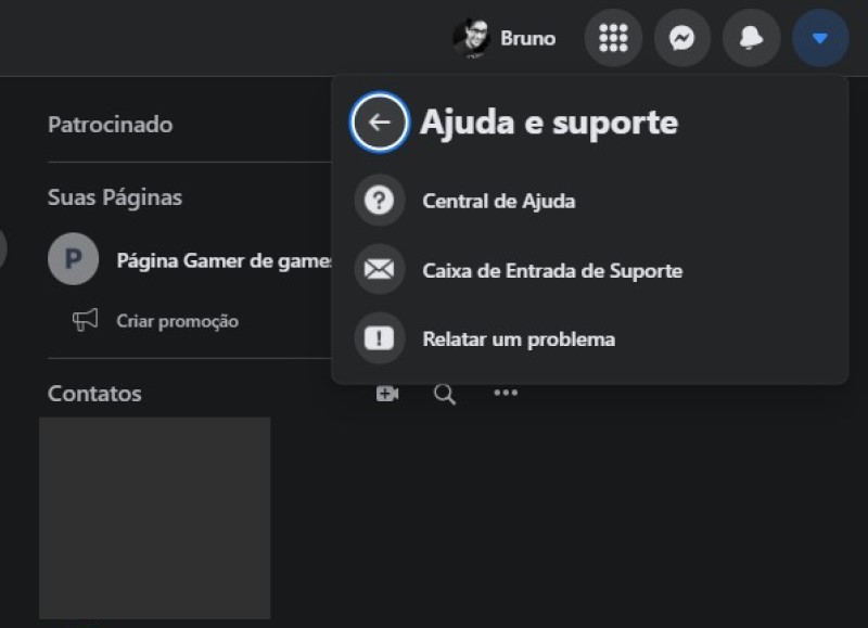 Entre em Ajuda e suporte do Facebook