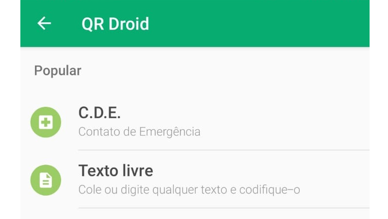 Escolha a categoria para seu código