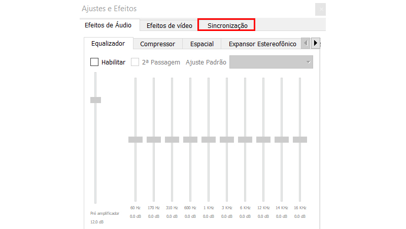 Faça a sincronização de áudio e vídeo