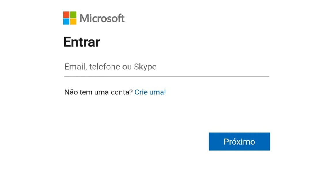 Insira o email e toque em Próximo