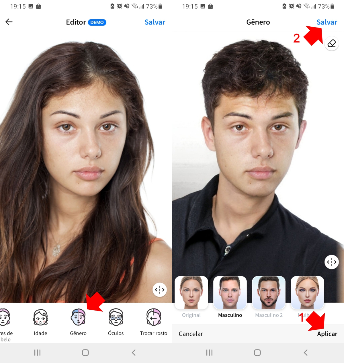 Mude o seu gênero no FaceApp