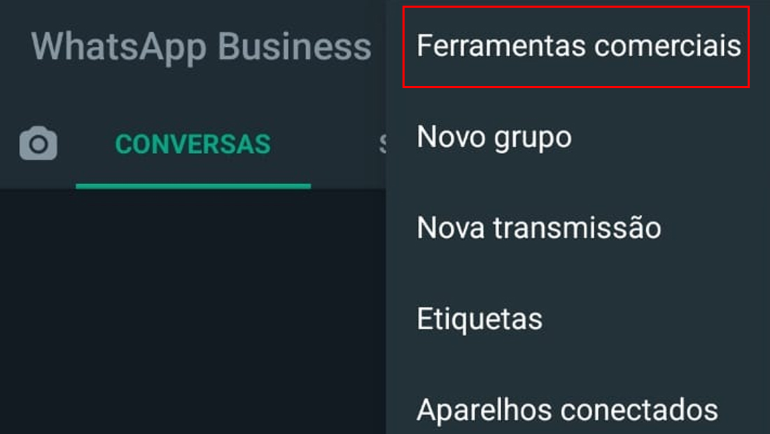 Na nova janela escolha a opção Ferramentas comerciais