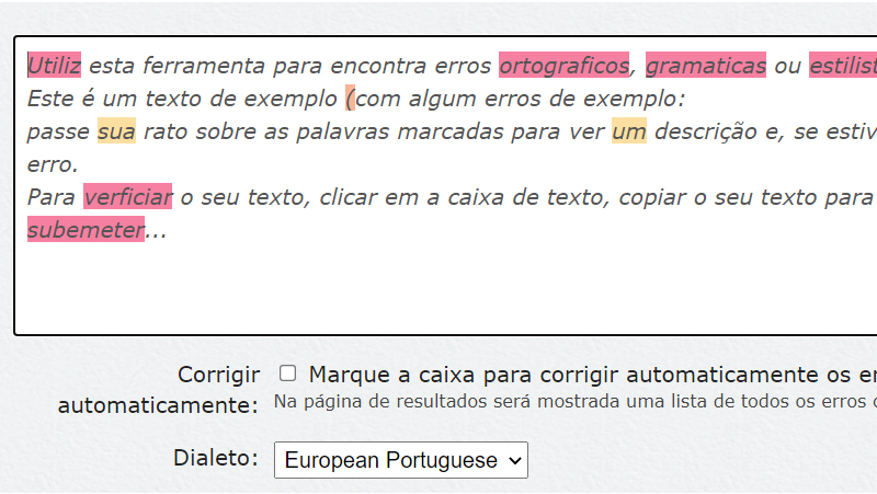 O site faz todas as marcações