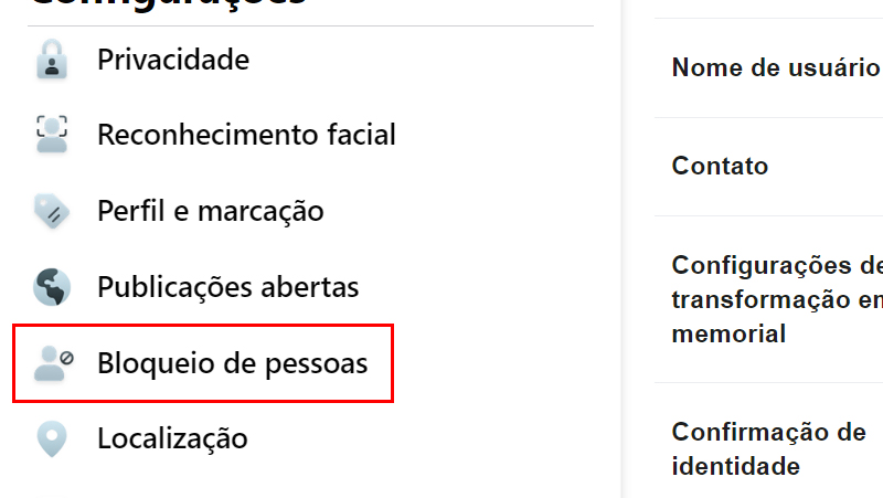 Procure a aba Bloqueio de pessoas