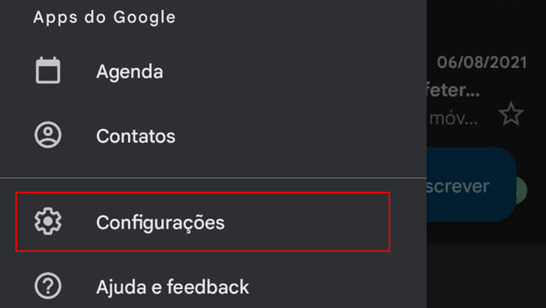 Procure a opção Configurações