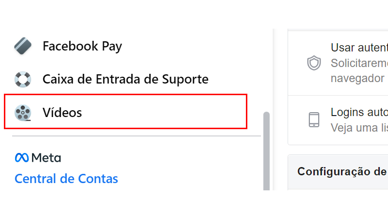 Procure a opção vídeo no painel a esquerda