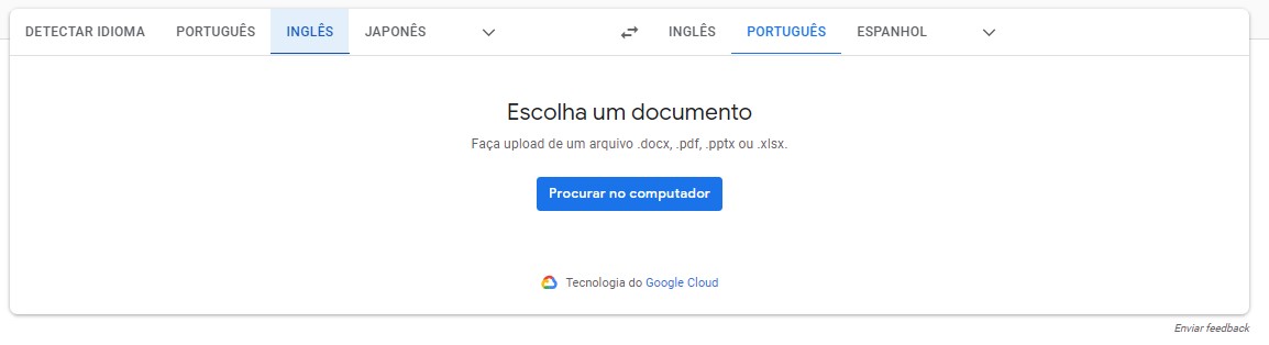 Selecione o idioma do documento e o idioma para tradução - Como funciona o Google tradutor