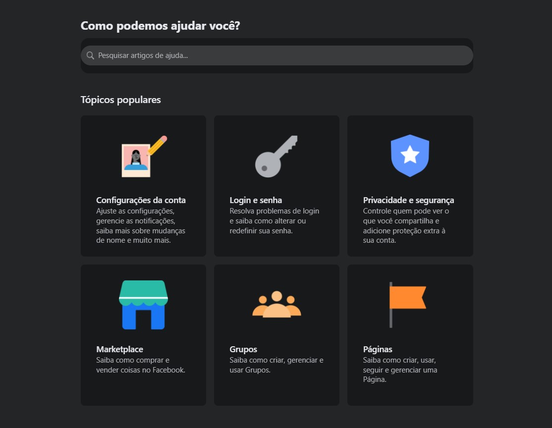 Suporte do Facebook - Central de ajuda
