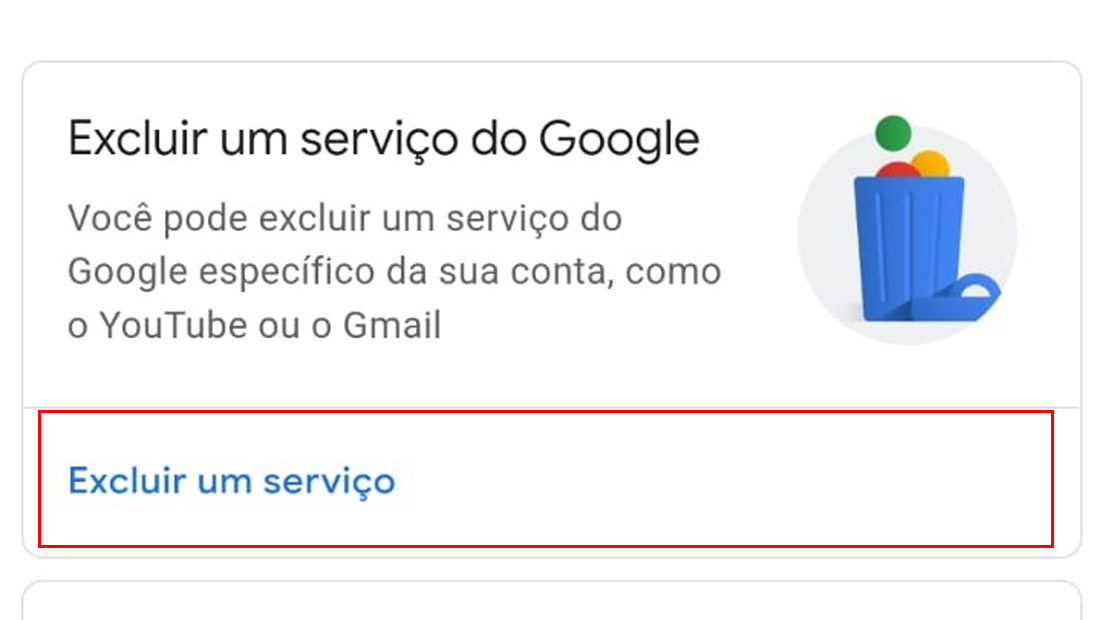 Toque em Excluir um serviço no celular