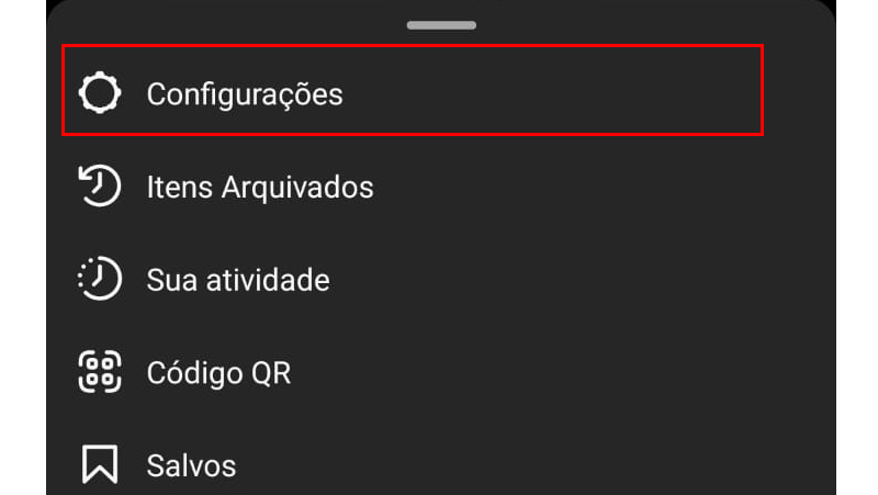 Toque em configurações