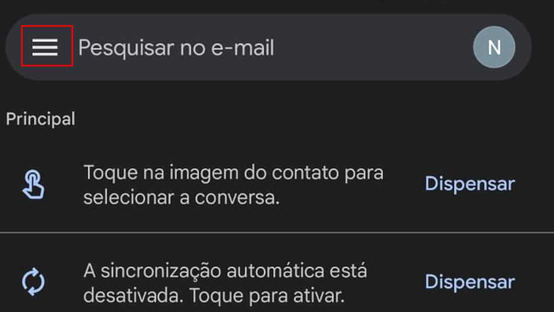 Vá nas três barras que ficam no canto superior esquerdo
