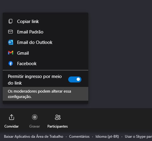 Você pode convidar novas pessoas no Skype Online