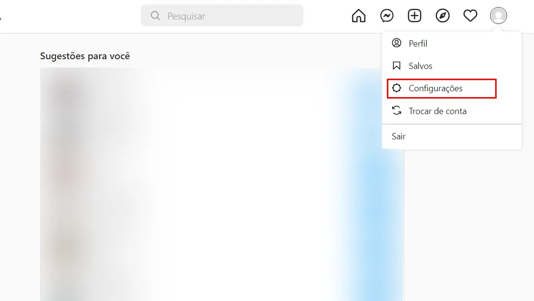 Aprenda como ativar a autenticação de dois fatores no Instagram e vá em Configurações na web
