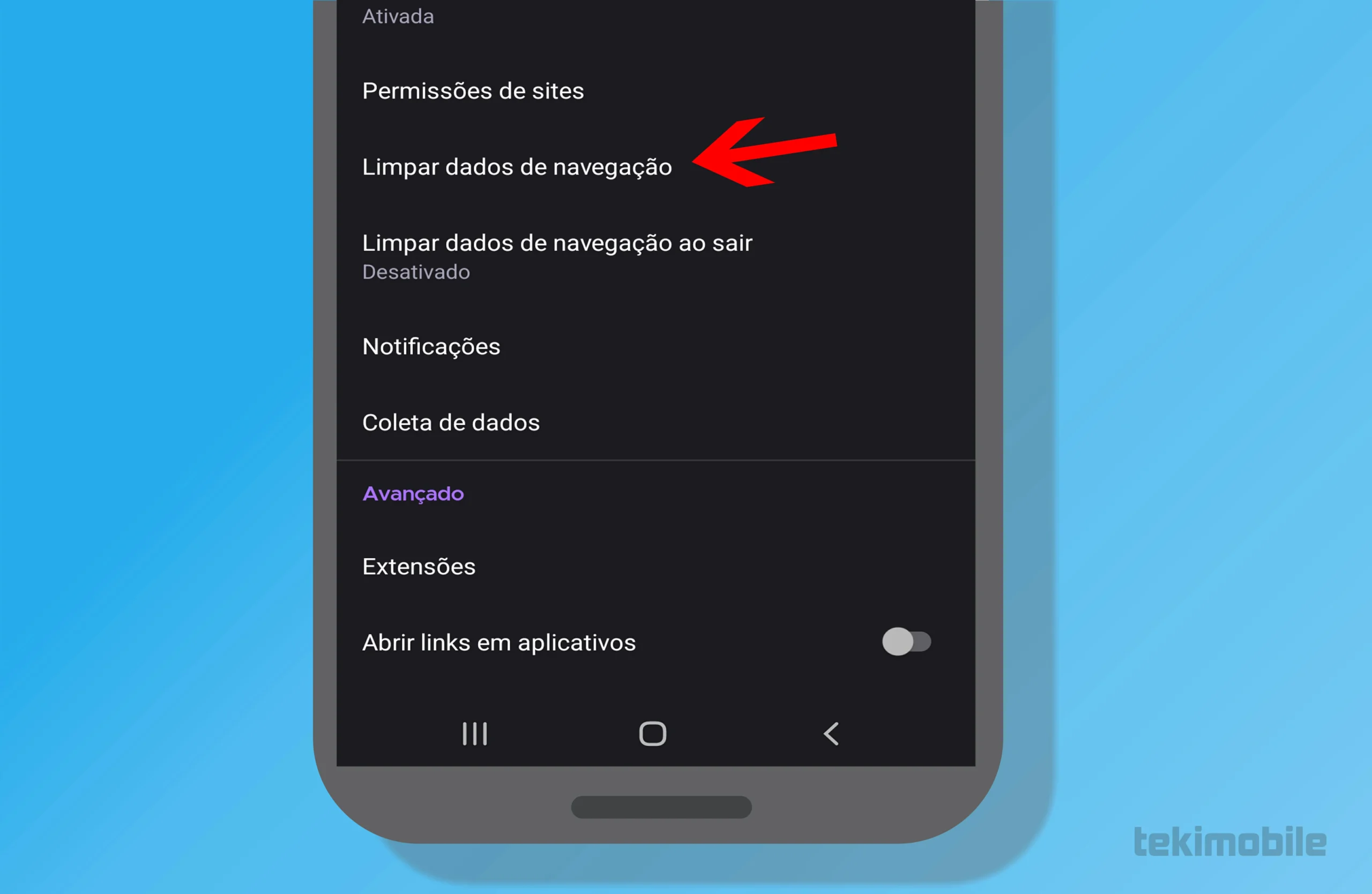 Limpeza cache e cookies Firefox Passo 3