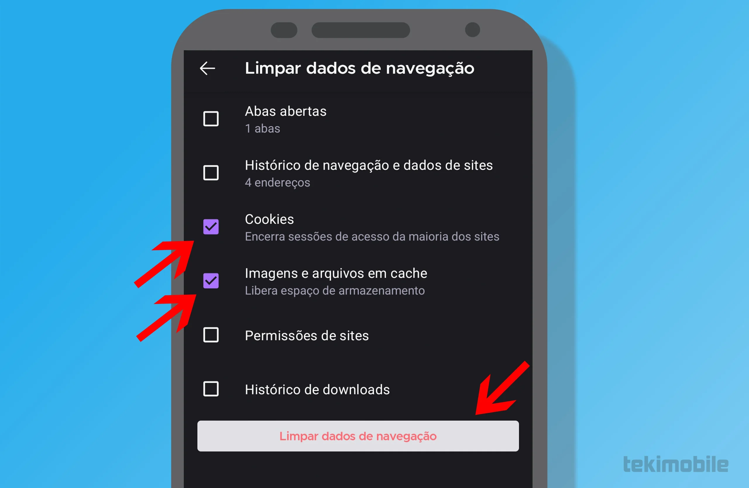 Limpeza cache e cookies Firefox Passo 4