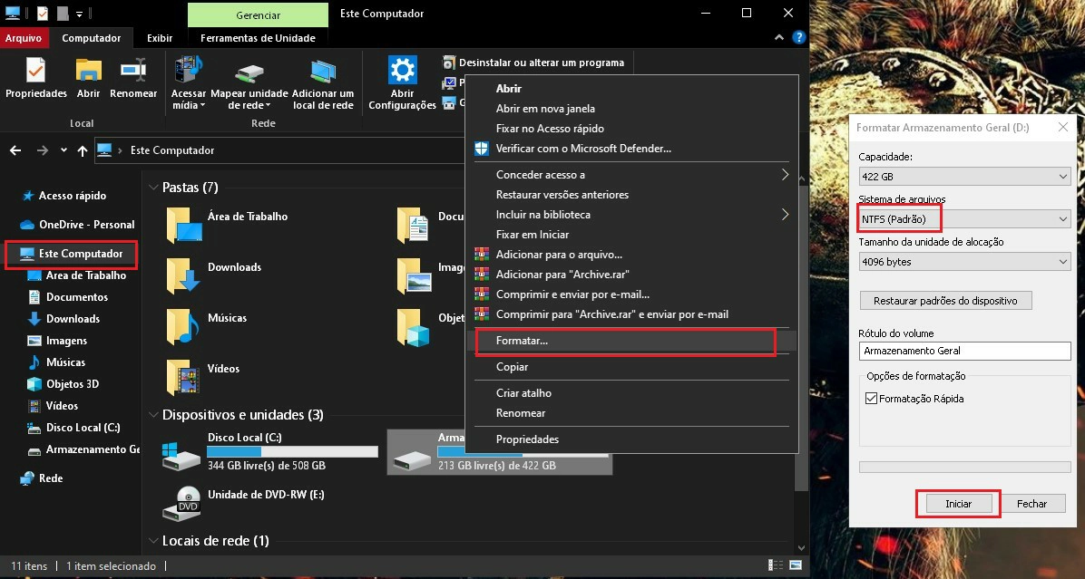 Formate no sistema - O Windows não pode ser instalado neste disco como resolver