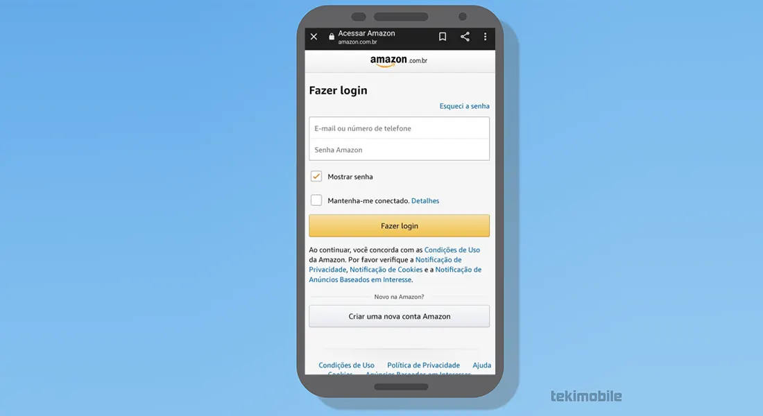 Insira os dados e faça o login