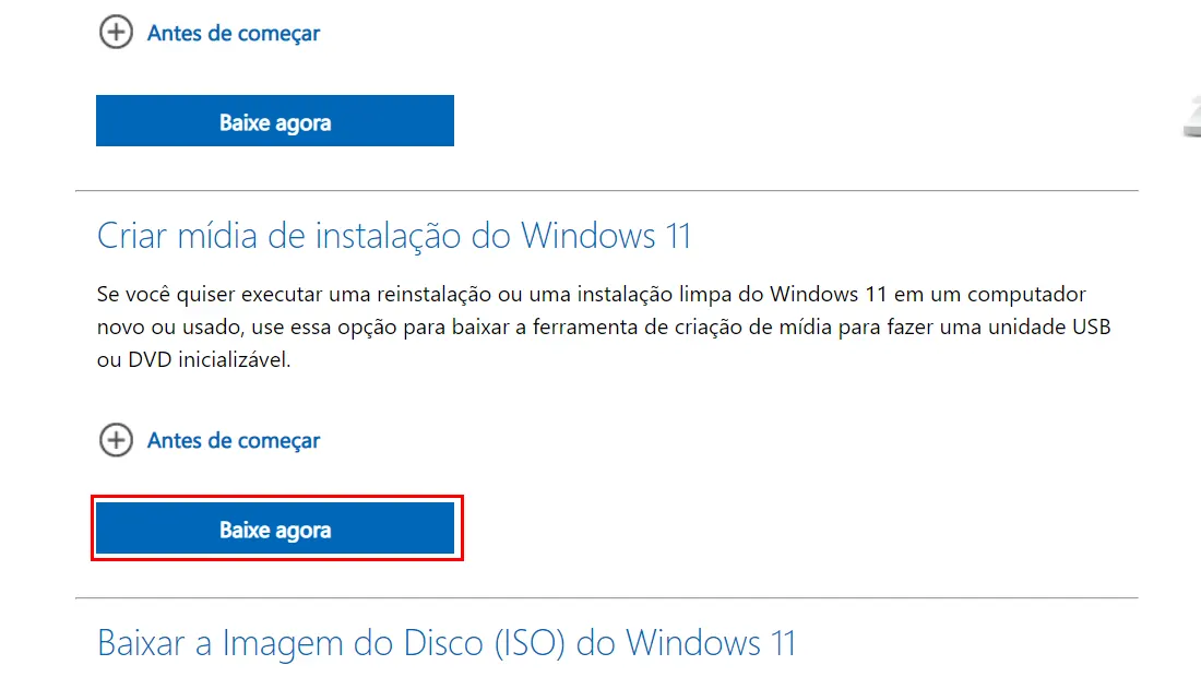 Para aprender como instalar Windows 11 baixe o criador de mídia