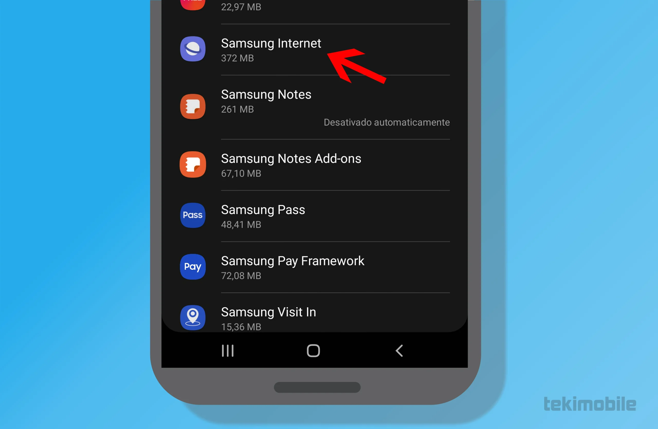 Limpeza cache e cookies Samsung Passo 3