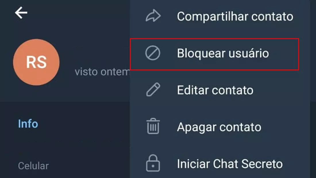 Toque em Bloquear usuário