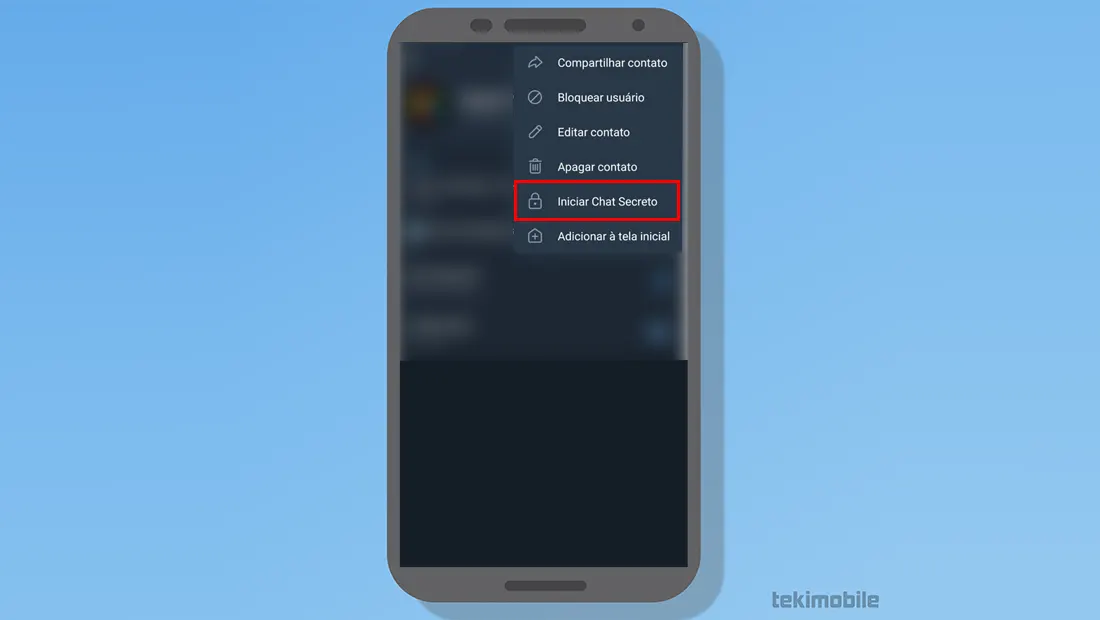 Toque em Iniciar Chat Secreto