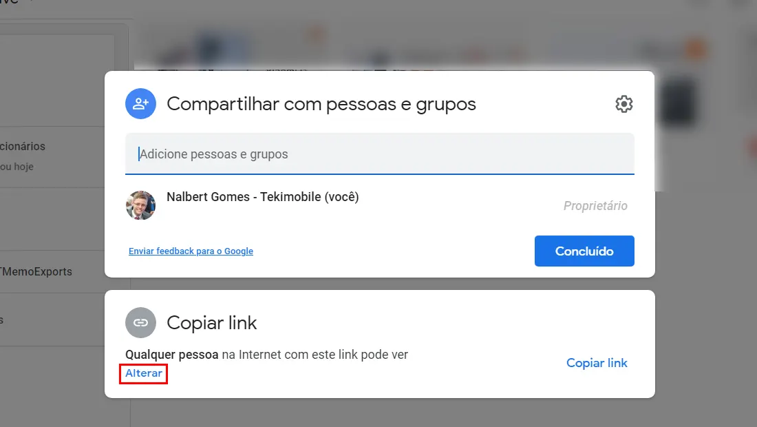 Abaixo vá em Alterar